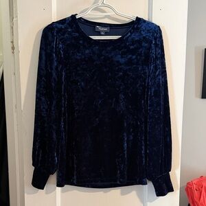 ModCloth Midnight Navy Velvet Long Sleeve Top